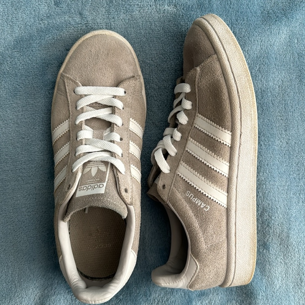 Adidas Originals Campus Gray/Beige Suede Shoes Sneakers - Men’s Size 5